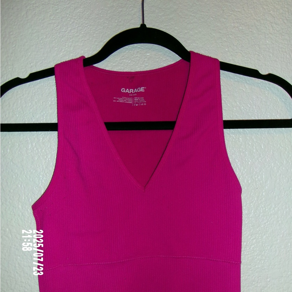 Garage Fuchsia V-Neck Tank